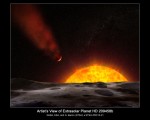 Exoplaneta HD 209458 b v představách malíře.