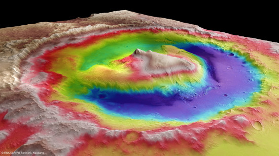 3D model kráteru Gale. Credit: ESA, G. Neukum