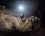 Asteroid poblíž pulsaru, Credit: NASA/JPL-Caltech