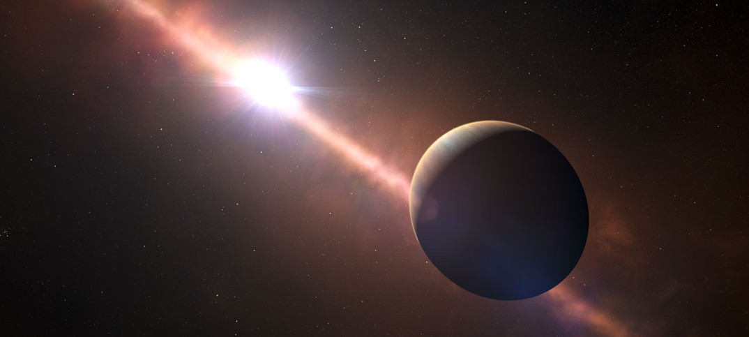 Exoplaneta Beta Pictoris b v představách malíře. Credit: ESO