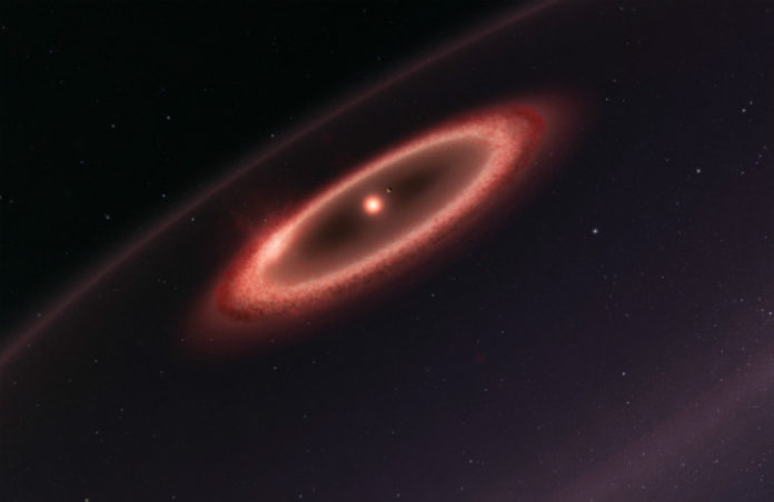 Disk prachu u Proximy Centauri. Credit: ESO/M. Kornmesser